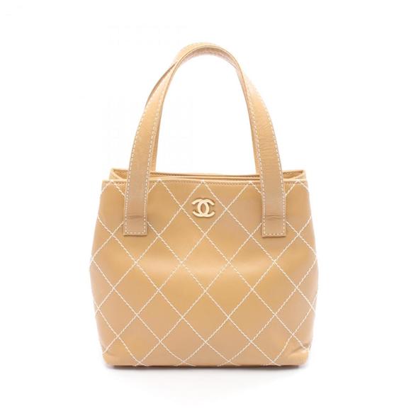 CHANEL Wild Stitch Tote Bag, Leather, Women's, Brown - Picture 1 of 10